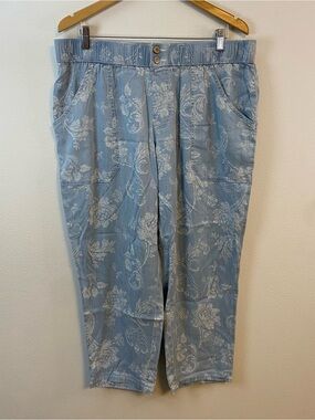 Any Body NWT Blue Floral Flowy Pants Womens Large Petite